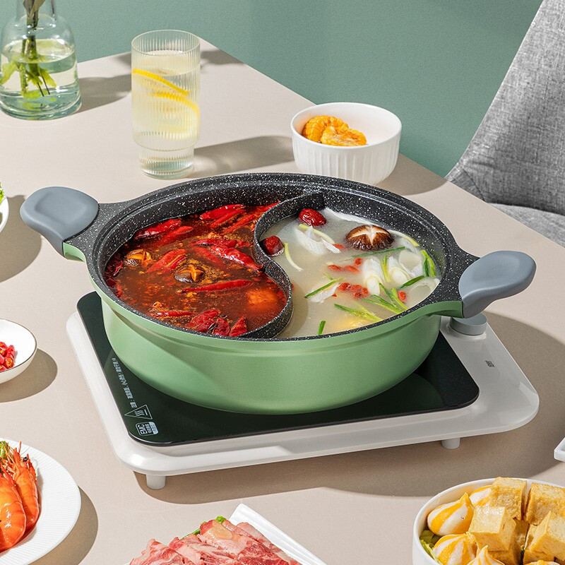 炊大皇(COOKER KING)竹青石30cm鸳鸯火锅HG30ZQ高清大图