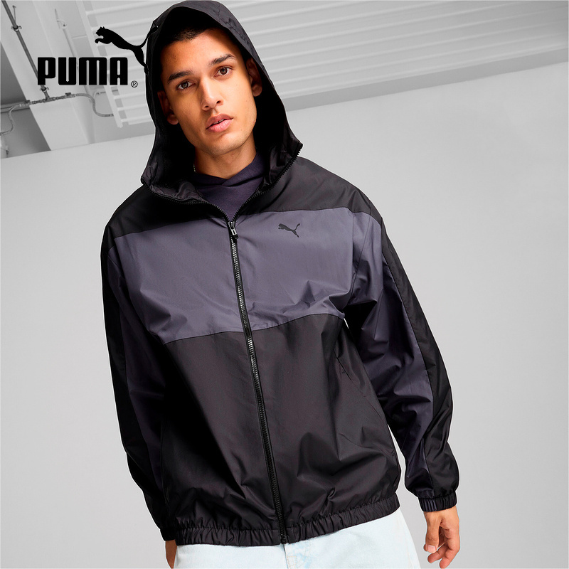 Puma彪马男运动服2024秋新款休闲宽松连帽跑步外套夹克684107-01
