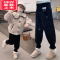 可莉允女童加绒裤子秋冬2022新款女孩洋气花苞裤冬季儿童保暖加厚休闲裤保暖裤
