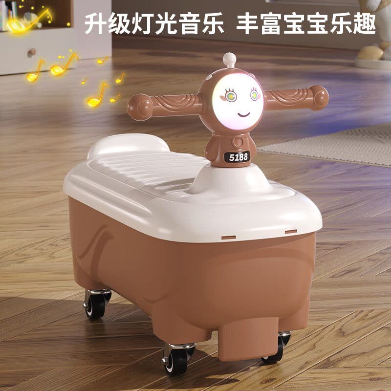 米迪象 儿童扭扭车防侧翻溜溜车摇摆车静音闪光轮滑板车玩具车拉带 灯光音乐图片