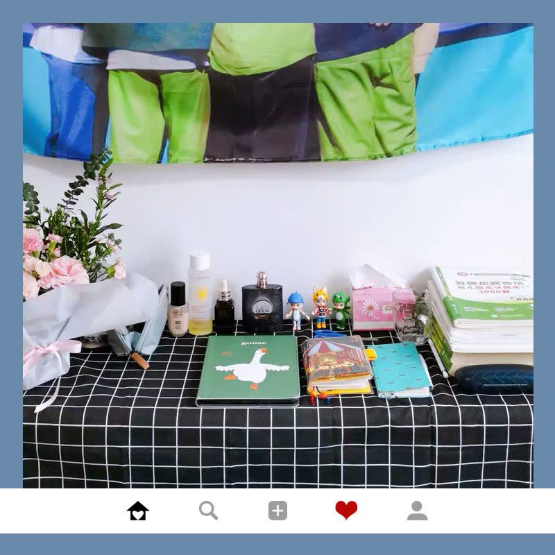 网红桌布ins风手工锁边棉麻格子宿舍少女心餐桌布书桌摆拍背景布图片