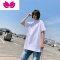 七斓2023新款韩版夏天半高领t恤女短袖ins风宽松百搭中长款上衣T