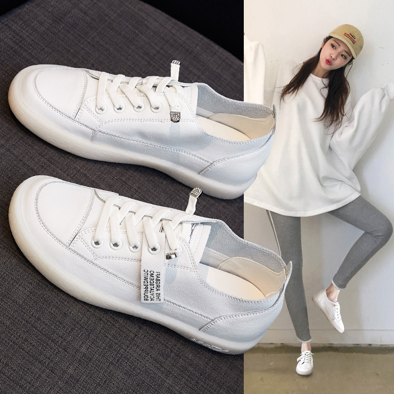 品牌百丽牧貂小白鞋女鞋子2021新款百搭春季平底休闲板鞋白鞋街拍ins