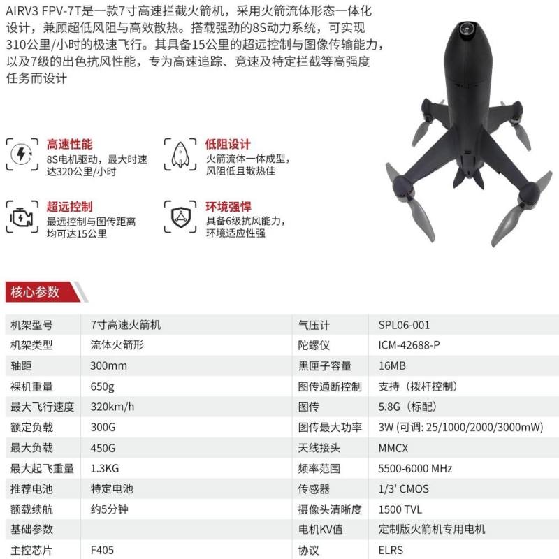 疆明航空5寸穿越机拦截机支持AI模块手持发射高清大图