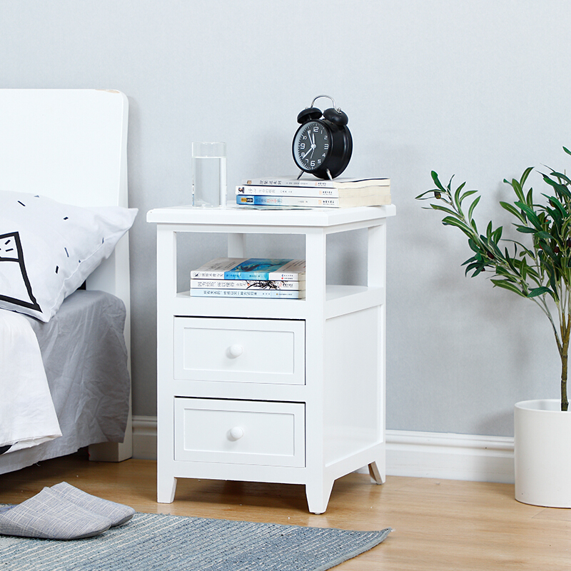 简约现代整装实木床头柜卧室小户型经济型床边柜窄白色家用小柜子35宽
