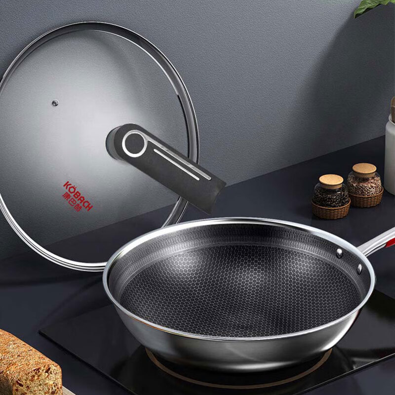 康巴赫炒锅304不锈钢不粘锅电磁炉燃气灶通用32cmLPB-32B1