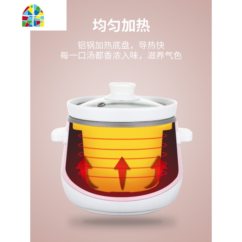 电炖炖锅煲汤陶瓷迷你家用全自动婴儿宝宝bb煲煮粥养生小炖锅 FENGHOU 粉红色高清大图
