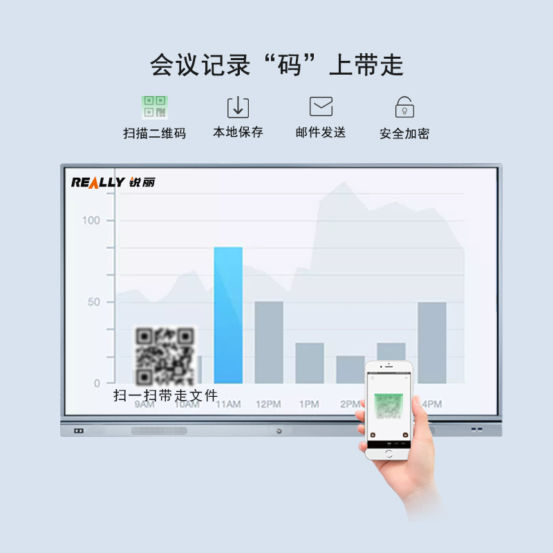 锐丽100英寸智能会议平板 4K超高清商用触摸电视会议教学一体机 远程会议显示器 安卓双系统 触摸交互式电子白板