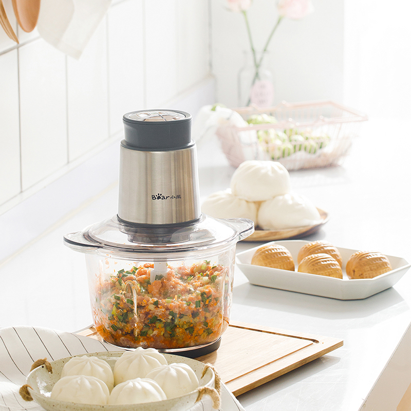 小熊bear绞肉机家用电动不锈钢绞馅机切碎辅食料理机打蒜机qsjb03y7