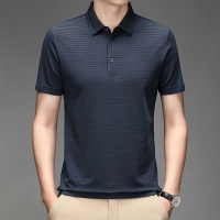 专柜产夏季新款冰桑蚕丝短袖T恤男士商务休闲翻领POLO衫 180/2XL155-170斤 灰绿-72707