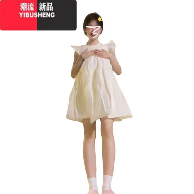 YIBUSHENG小飞袖白色连衣裙女季2024新款小个子高级感看法式初恋甜美图片