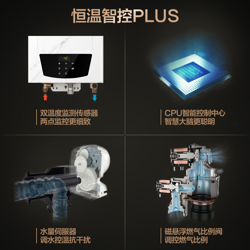 能率(NORITZ) 16升彩壳燃气热水器天然气 智控恒温 带水量伺服器GQ-16PA6AFEX-P02 (星砂)