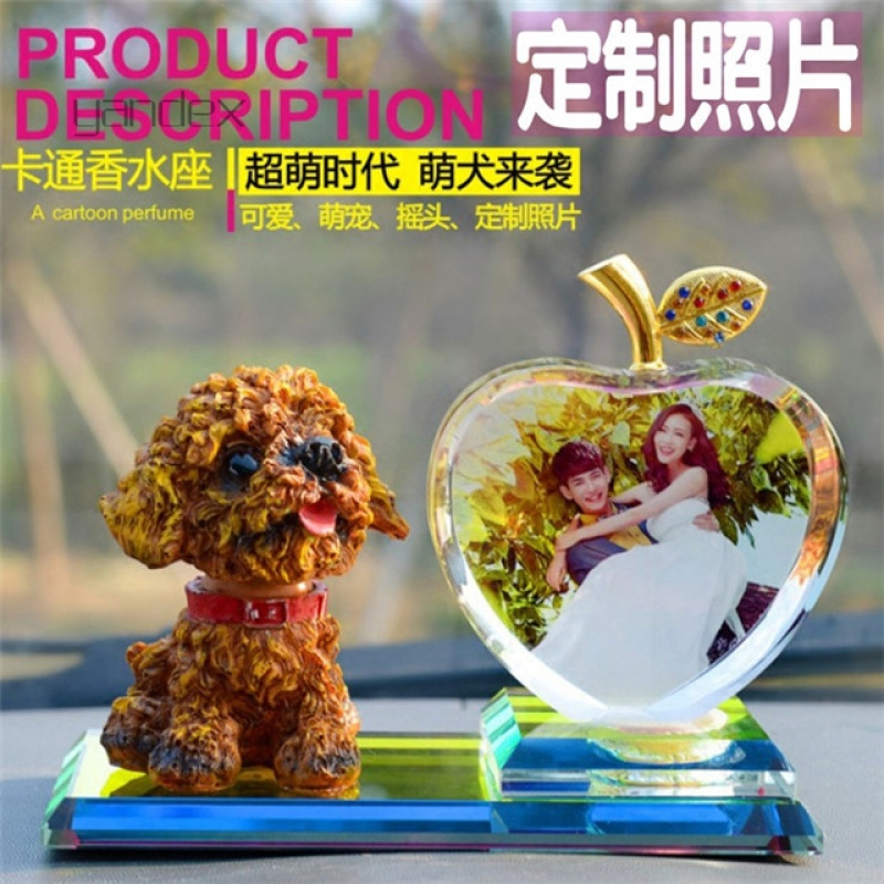 适用于汽车摆件香水座用饰品车内车载摇头狗狗韩国创意diy定制照片