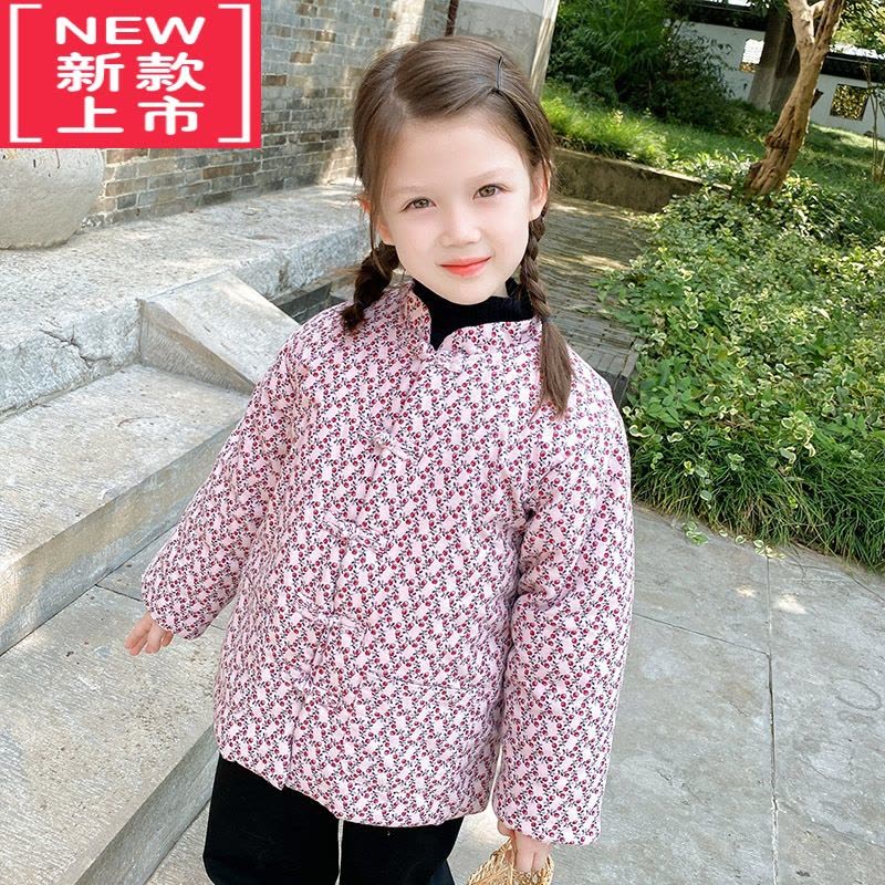 可莉允儿童手工棉花棉袄女童冬季加厚保暖防寒中国风唐装改良宝宝拜年服棉服图片