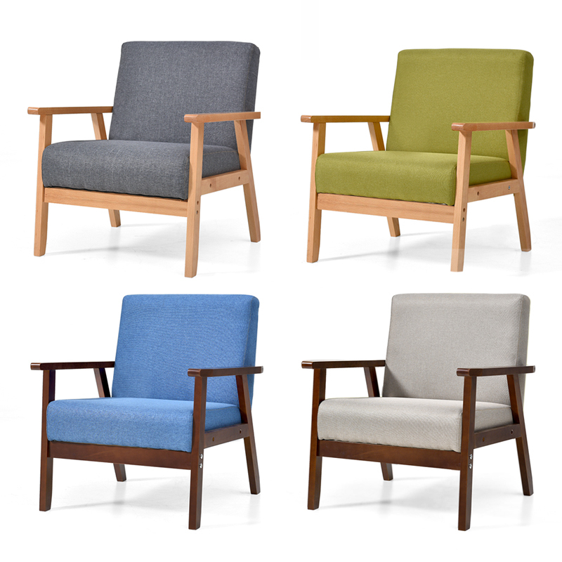 布艺北欧简易小沙发租房客厅沙发椅小户型简约现代木沙发网红