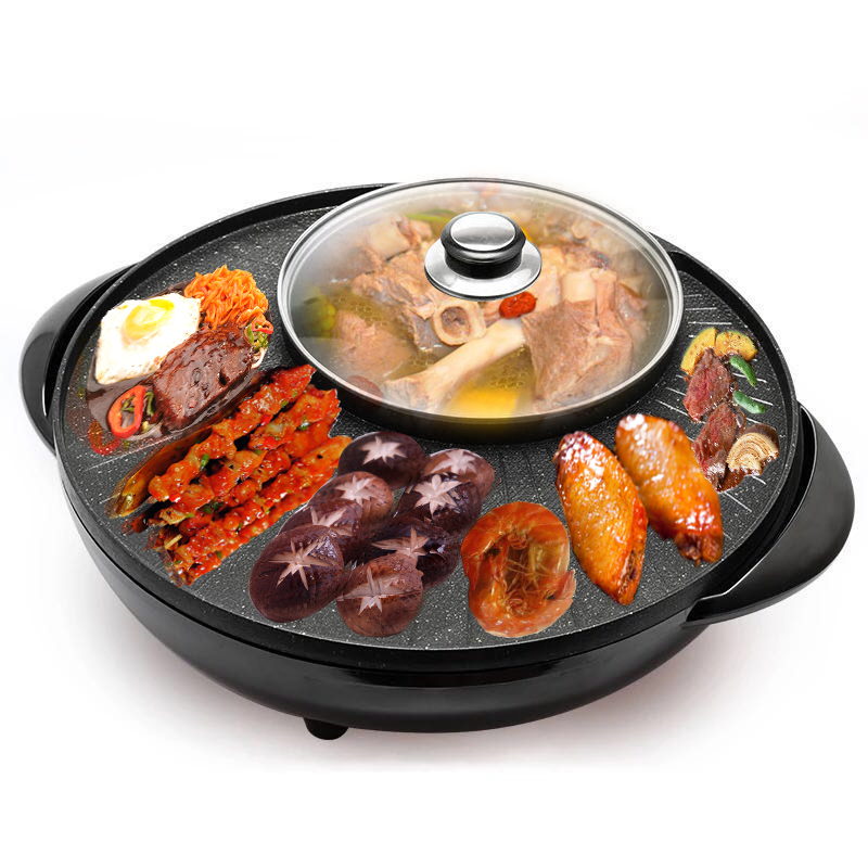 涮烤一体锅电火锅不沾锅烧烤电烤盘烤肉机烤肉机烧烤火锅一体机