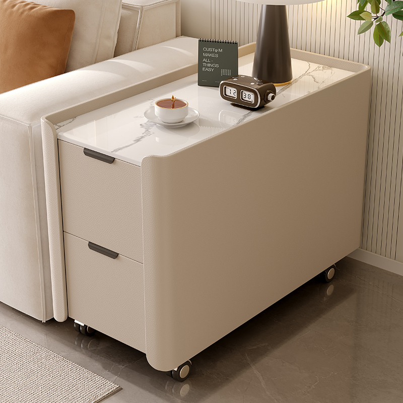 青木川 简约现代实木沙发边柜侧边柜轻奢岩板边几客厅家用角几简约现代茶水柜收纳储物柜夹缝柜超窄小茶桌角几高清大图