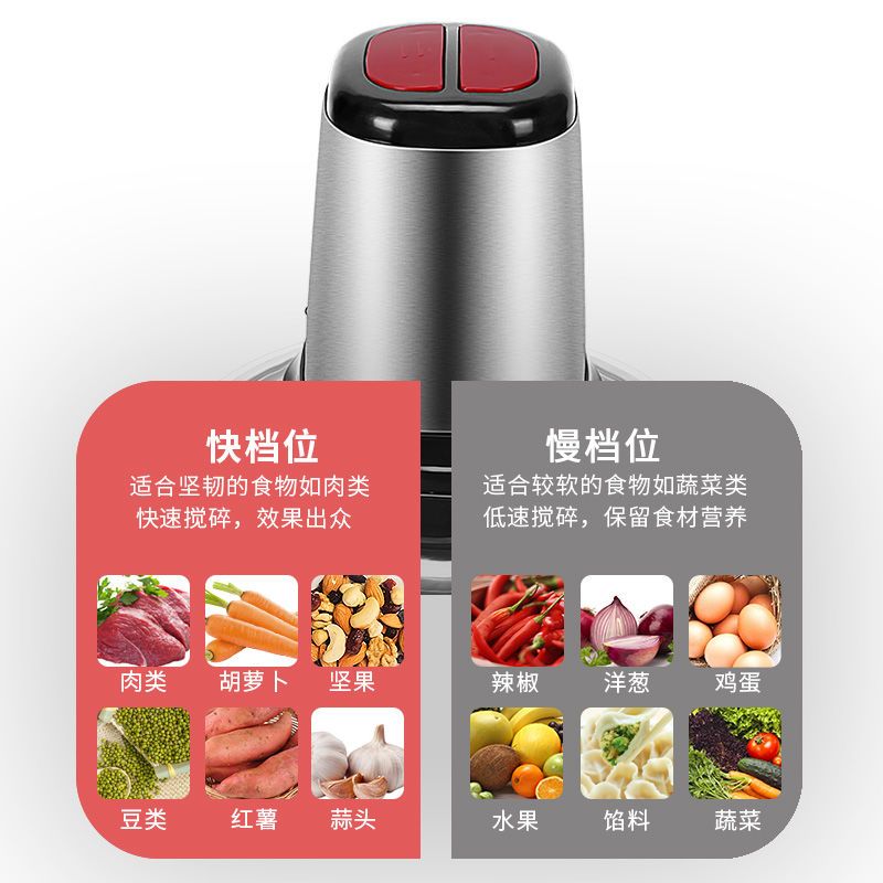 2升优品全钢（无备用刀） 磨姜蓉蒜泥器捣压全自动切蒜神器榨碎搅蒜机商用电动打蒜机蒜茸器