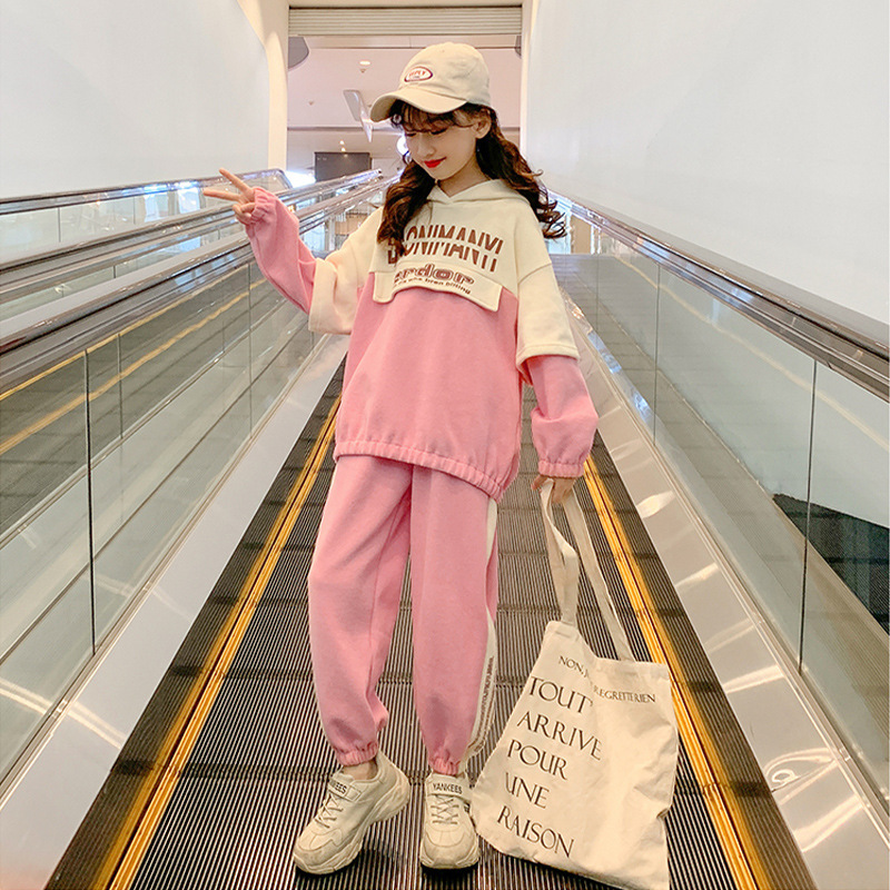 女童秋装套装2022新款洋气儿童网红时髦衣服大童春秋季运动两件套莎丞