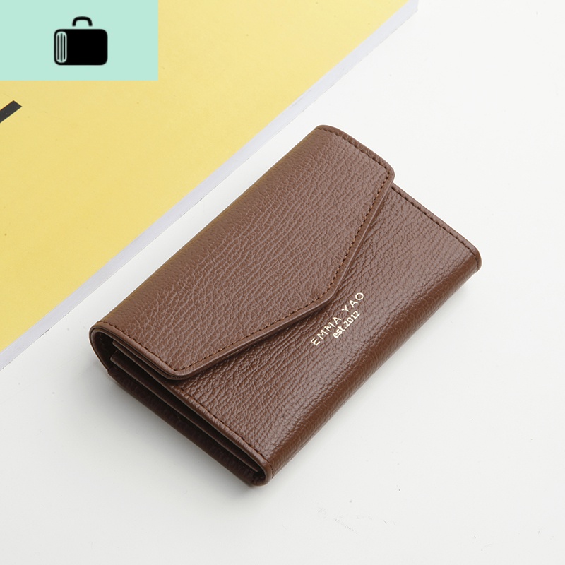 女式皮名片包头层牛皮小卡包卡片包韩版卡夹日系零钱包NEW LAKE 咖色