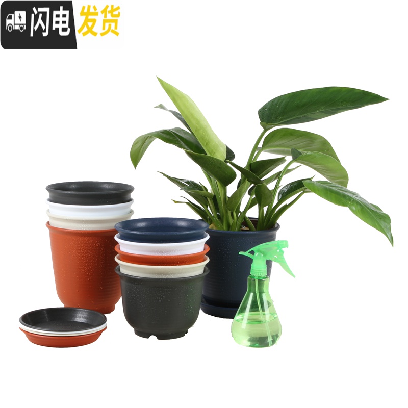 三维工匠仿陶瓷树脂塑料花盆加厚大号绿萝多肉简约阳台室内盆栽花盆送 [高款]纯白色送托盘 超大(口径约30cm)[花盆容器高清大图