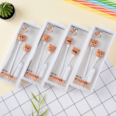 ED-15 小熊耳机 表情随机 潮流卡通耳机带麦可通话音乐耳机学生可爱少女耳机送同款收纳袋