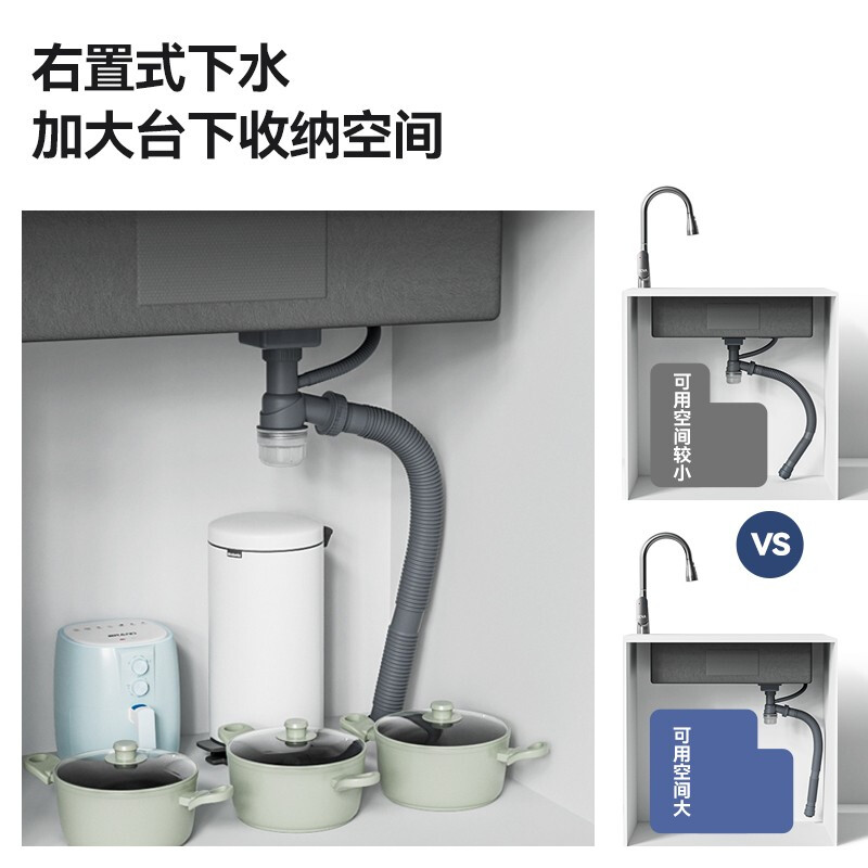 SEREN HOME赛恩卫浴厨房水槽手工纳米单槽台下盆304不锈钢洗菜池厨房洗菜盆洗碗槽橱柜大单槽高清大图