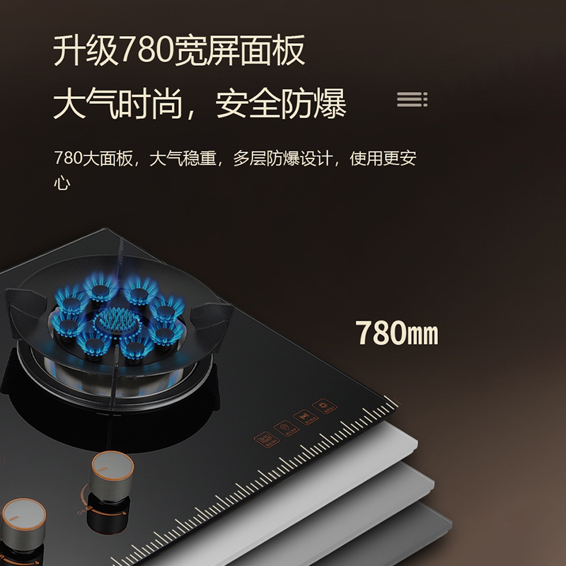 Haotaitai燃气灶JZY-2209B1(液化气)铜火盖 童锁保护 防烫标识 九头聚能灶 4.8KW大火力