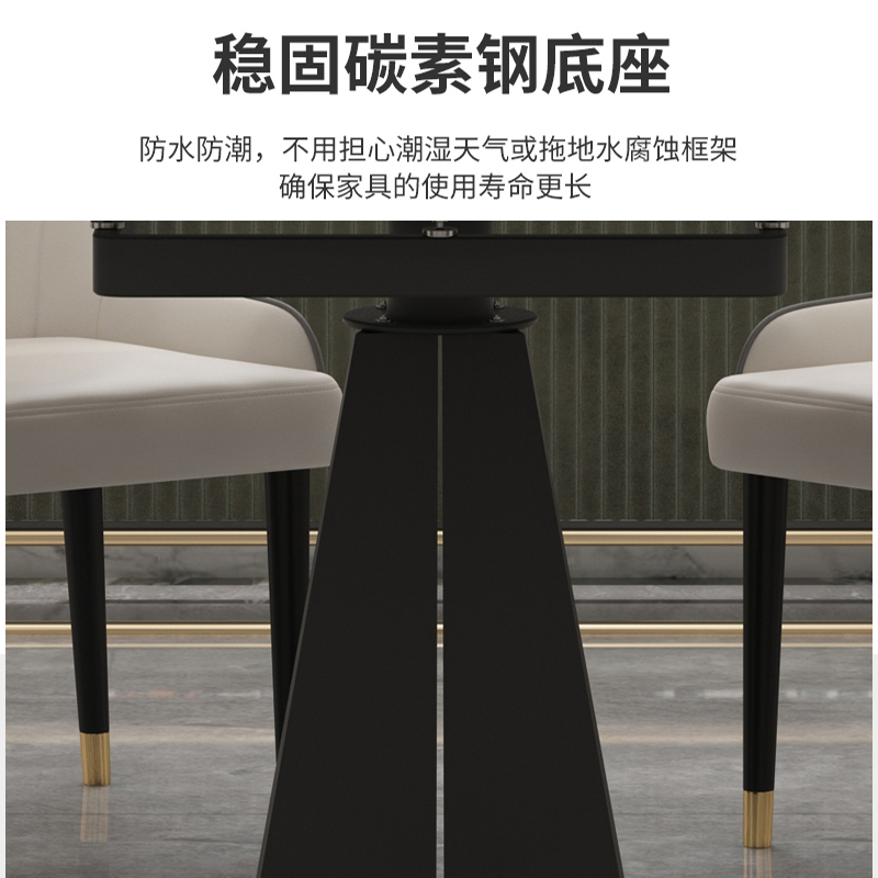 禧漫屋 餐桌 意式轻奢亮光岩板餐桌椅组合现代简约家用小户型可旋转伸缩折叠圆桌长方形饭吃饭桌子欧式极简餐厅西餐桌