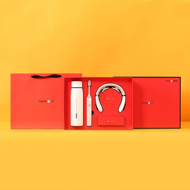 豹牌 BP-T60按摩器套装 红色 保温杯 杯颈椎按摩仪 电动牙刷 组合