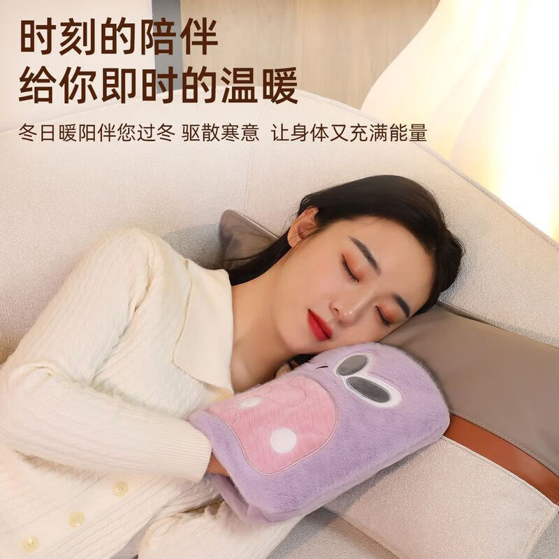 志高热水袋充电暖水袋电暖水袋ZJ-008可拆卸兔毛绒紫色菠萝吹雪