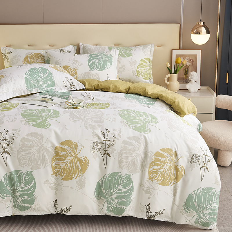 唐纳家纺 云感磨毛四件套-叶落清晨 200*230CM- TN-KT23038高清大图