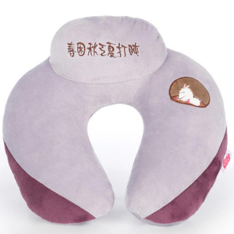 卡通u型枕护颈枕保健颈椎枕头护脖子午睡办公室枕趴枕旅行u形 灰羊角U枕