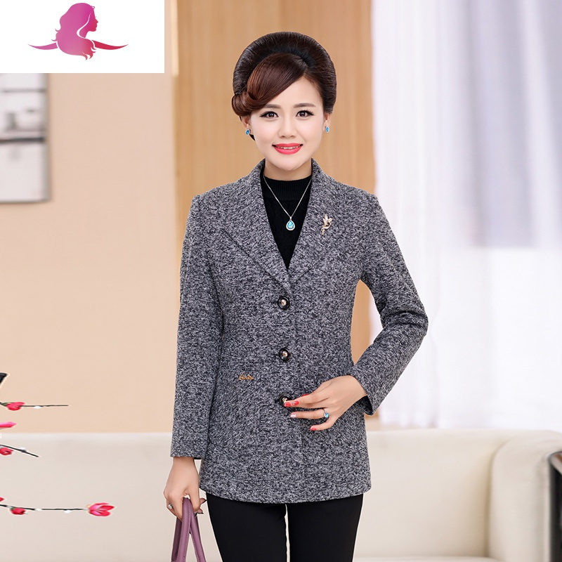 艳如飞中老年女装春秋小西装妈妈装秋装外套4050岁中年女西服新款上衣