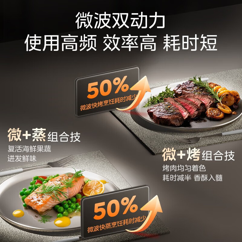 美的(Midea)GC5微蒸烤一体机 嵌入式51-60L微蒸烤箱 10英寸大彩屏 微蒸烤炸炖5合1[行业爆款]高清大图
