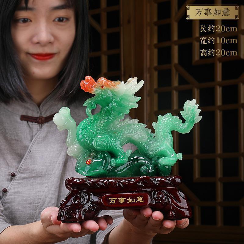 美帮汇龙摆件青龙神兽生肖龙龙如意博古架酒柜装饰品