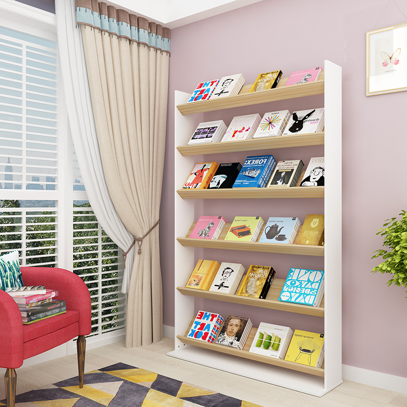 森美人简易书报置物架报刊架儿童绘本架杂志架资料架落地宣传展示架立式 五层80颜色备注