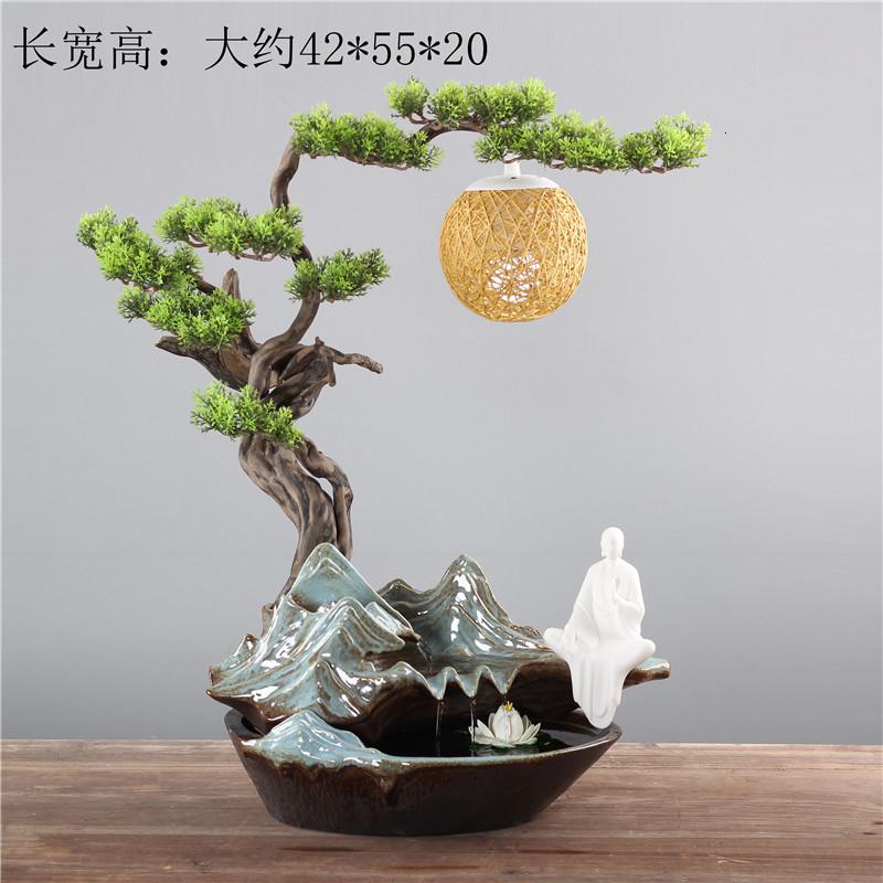 流水器摆件 开业礼品 电视柜办公室小鱼缸新中式陶瓷禅意客厅摆件 三维工匠 悟空高清大图