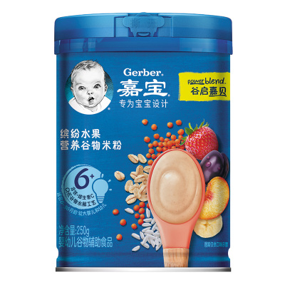 嘉宝(Gerber) 米粉 婴幼儿辅食 缤纷水果营养米粉 宝宝高铁米糊2段250g(6-36个月适用)
