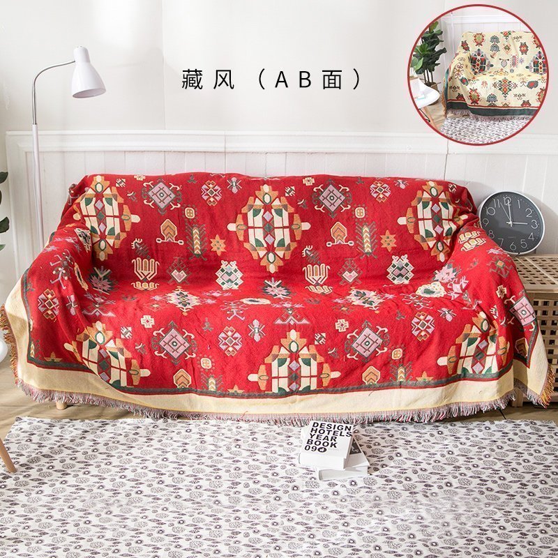 家柏饰(CORATED)沙发巾全盖布北欧沙发垫套毯冬季加厚弹力通用懒人沙发罩 藏风(AB面) 90*210