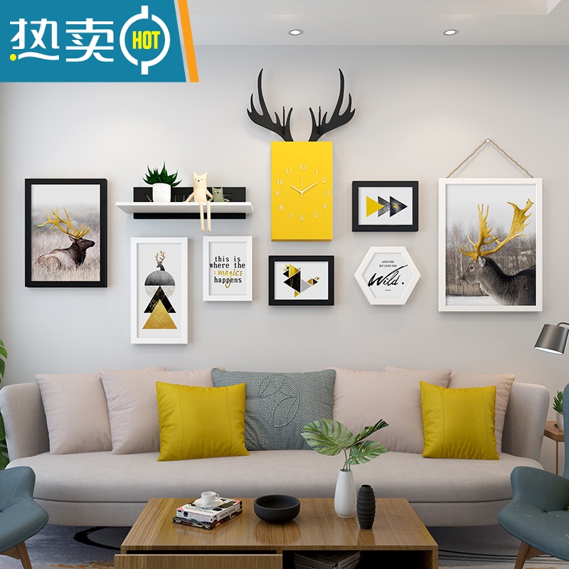 敬平北欧客厅装饰画沙发背景墙钟表画餐厅墙面墙壁画卧室房间床头挂画高清大图