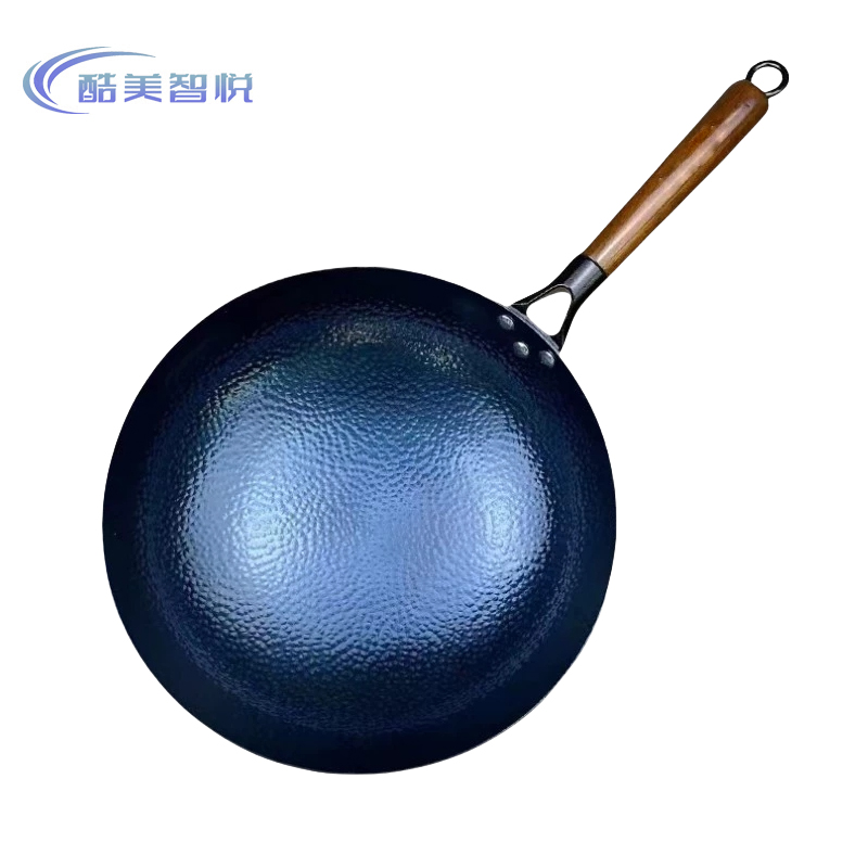 酷美智悦 鱼鳞纹木柄章丘铁锅36cm KM-JZ219 个
