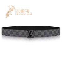 Louis Vuitton LV路易威登孔雀翎海外直邮新款针扣男士腰带40mm腰带灰色系 M9808T