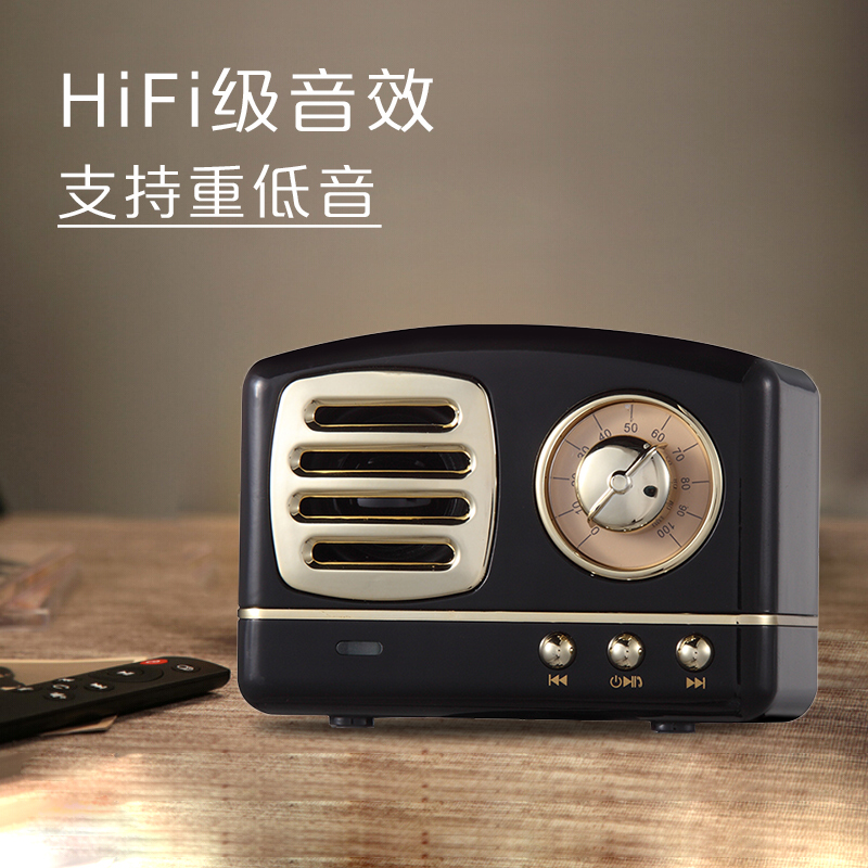 HYUNDAI 收音机便携复古怀旧迷你音箱 M11 黑色高清大图
