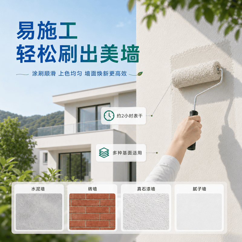 千居美新家园外墙漆防水防晒耐候抗污乳胶漆外墙涂料 E1-1442岩石灰20KG高清大图