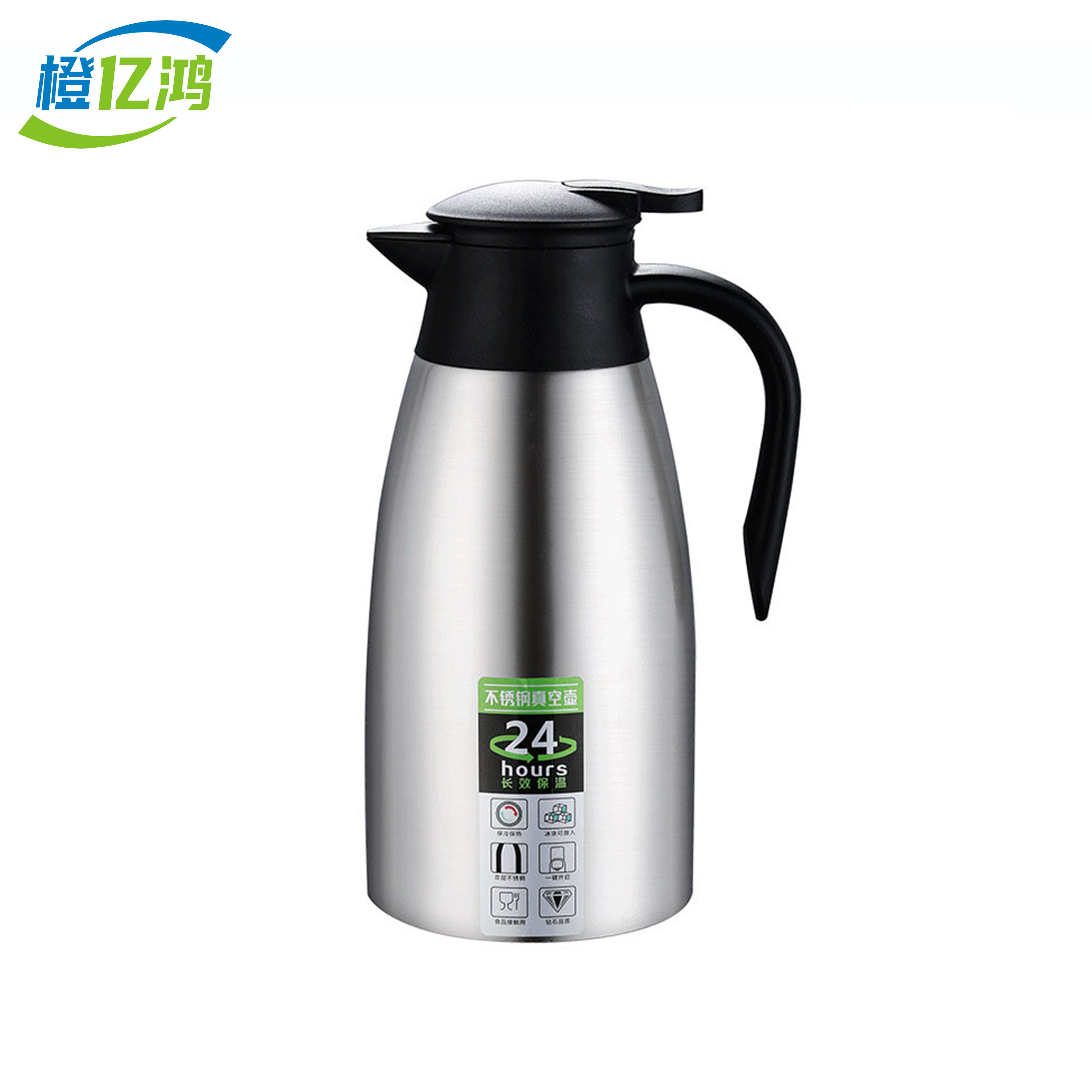 橙亿鸿 欧式304不锈钢真空保温壶 2L不锈钢本色/个高清大图