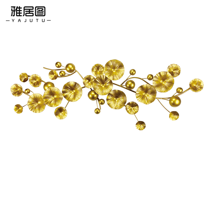 轻奢新中式铁艺装饰壁挂壁饰金属创意沙发背景墙墙面装饰挂件墙饰 三维工匠 支持定制颜色尺寸高清大图