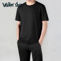 iChoice Walker Shop品牌运动套装夏季高端冰丝弹力短袖T恤两件套 黑色 XL