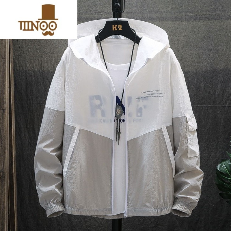 YANXU夏季防晒衣男超薄款冰丝防晒服男装皮肤衣透气男士外套潮高清大图