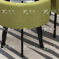 臻远 ZY4100947 简约接待桌椅洽谈桌椅 一桌四椅 白色圆桌绿色布椅